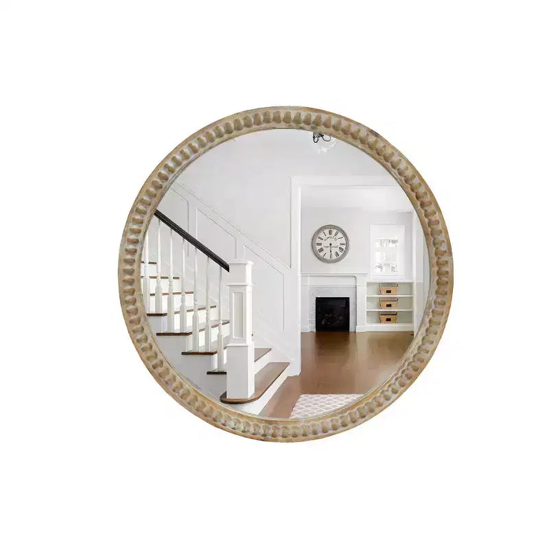 Miroir mural décoratif rond moderne avec cadre perlé, miroir de courtoisie pour salle de bain, miroir d'appoint pour salon ou entrée-Panipeachy