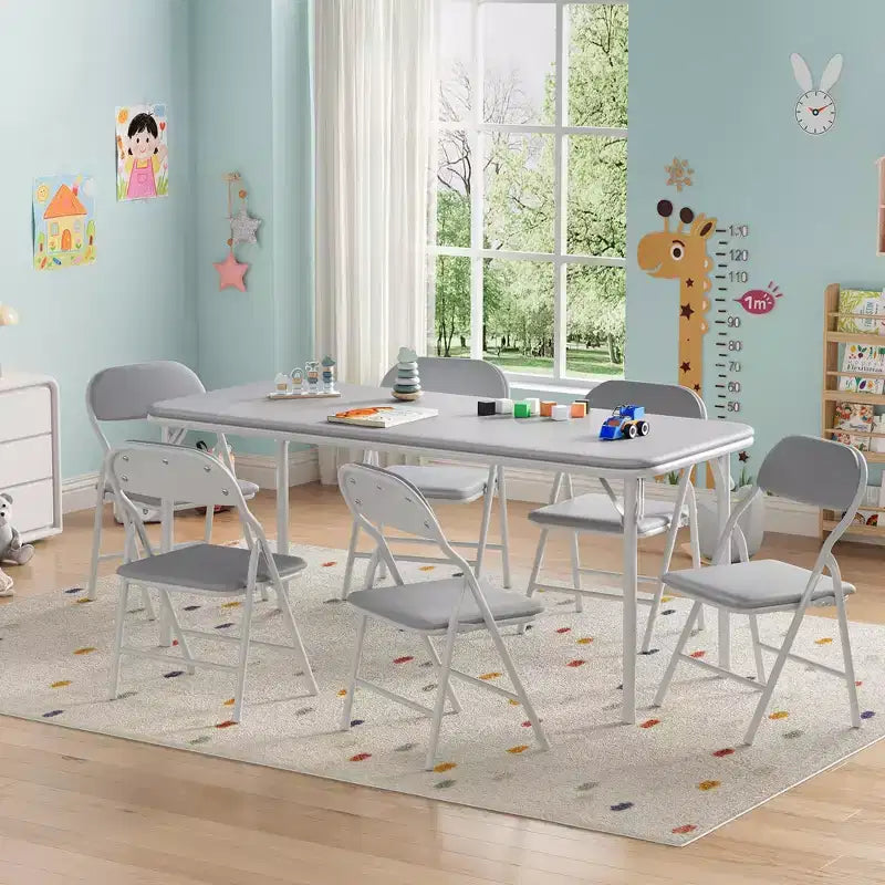 Table pliante rembourrée douce pour enfants, légère, pliable, sans assemblage, pour salle de jeux, salle à manger (table uniquement)