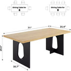 Table de salle à manger moderne 71" pour 6 à 10 personnes, rectangulaire pour les réunions de famille avec un piétement solide