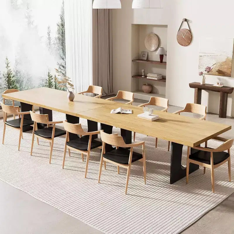 Table de salle à manger moderne 71" pour 6 à 10 personnes, rectangulaire pour les réunions de famille avec un piétement solide