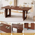 Table de salle à manger moderne 71" pour 6 à 10 personnes, rectangulaire pour les réunions de famille avec un piétement solide