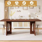 Table de salle à manger moderne 71" pour 6 à 10 personnes, rectangulaire pour les réunions de famille avec un piétement solide