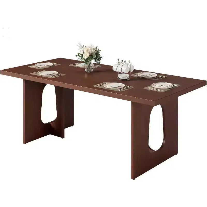 Table de salle à manger moderne 71" pour 6 à 10 personnes, rectangulaire pour les réunions de famille avec un piétement solide