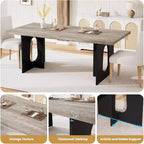 Table de salle à manger moderne 71" pour 6 à 10 personnes, rectangulaire pour les réunions de famille avec un piétement solide