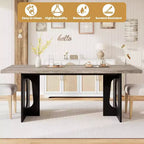 Table de salle à manger moderne 71" pour 6 à 10 personnes, rectangulaire pour les réunions de famille avec un piétement solide