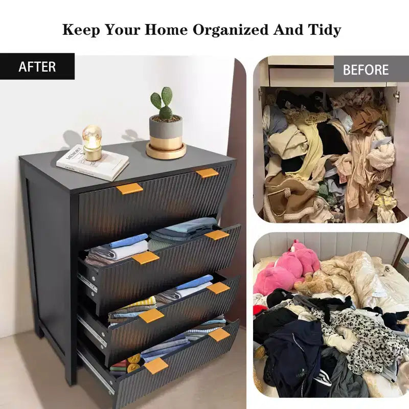 Commode de Chambre, Commode de Ferme en Bois Massif à 4 Tiroirs, Meuble de Rangement Vintage avec Pieds Effilés