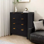 Commode de Chambre, Commode de Ferme en Bois Massif à 4 Tiroirs, Meuble de Rangement Vintage avec Pieds Effilés