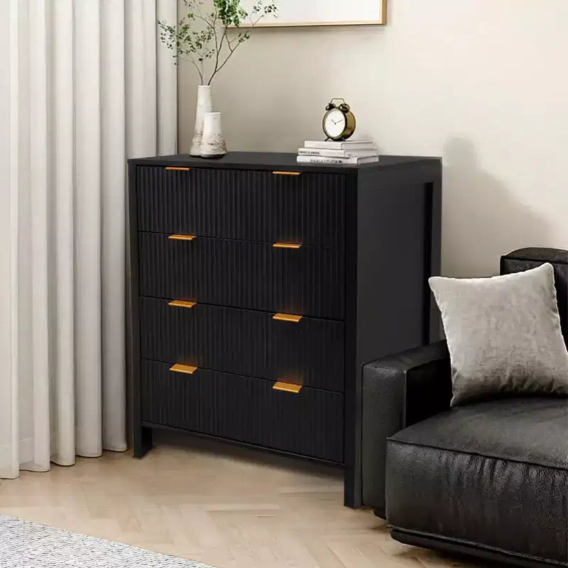 Commode de Chambre, Commode de Ferme en Bois Massif à 4 Tiroirs, Meuble de Rangement Vintage avec Pieds Effilés