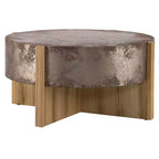 33 Table Basse Ronde Vintage avec Base Croisée, Table d'Appoint Finition Rouille Vieillie pour Petits Salons ou Appartements-Panipeachy