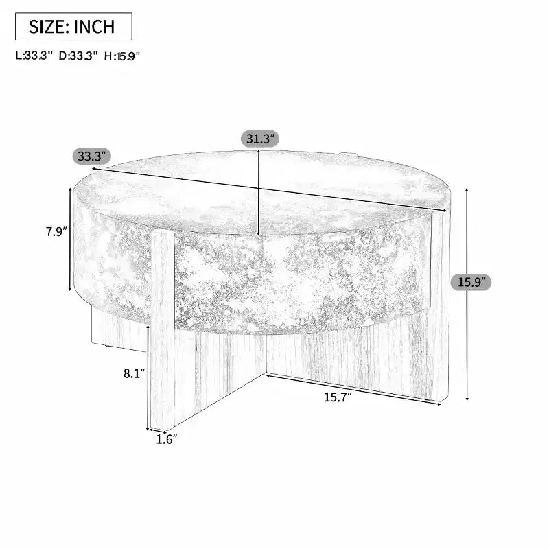 33 Table Basse Ronde Vintage avec Base Croisée, Table d'Appoint Finition Rouille Vieillie pour Petits Salons ou Appartements-Panipeachy