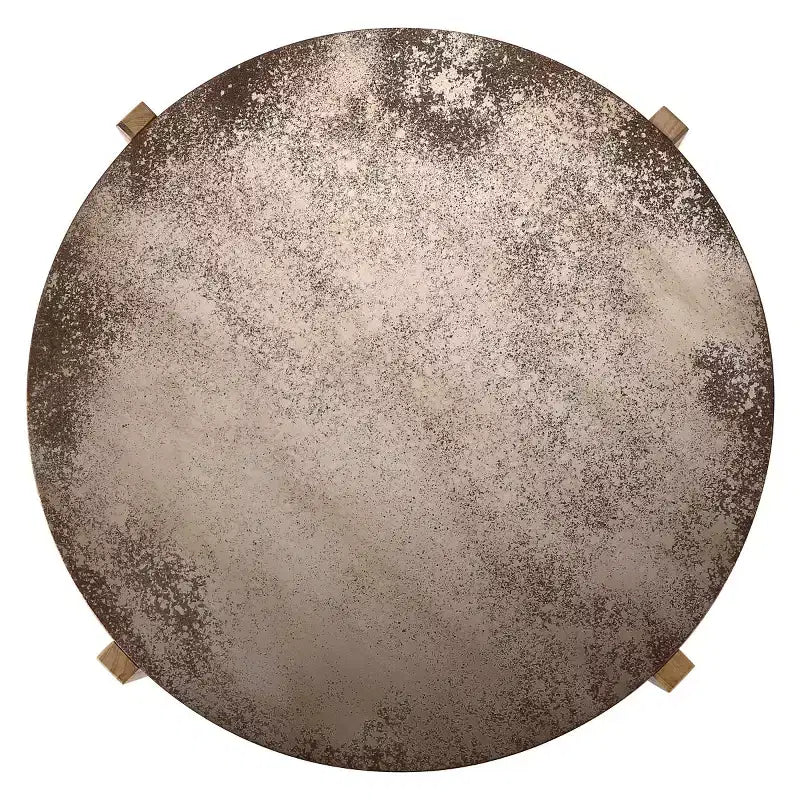 33 Table Basse Ronde Vintage avec Base Croisée, Table d'Appoint Finition Rouille Vieillie pour Petits Salons ou Appartements-Panipeachy
