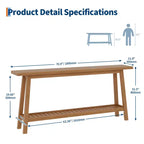 Table d'entrée en bois de 71 po avec rangement, table console étroite de style rustique à 2 niveaux, pour salon, couloir, entrée, derrière le canapé, assemblage facile