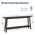 Table d'entrée en bois de 71 po avec rangement, table console étroite de style rustique à 2 niveaux, pour salon, couloir, entrée, derrière le canapé, assemblage facile