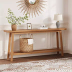 Table d'entrée en bois de 71 po avec rangement, table console étroite de style rustique à 2 niveaux, pour salon, couloir, entrée, derrière le canapé, assemblage facile