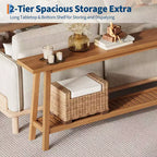 Table d'entrée en bois de 71 po avec rangement, table console étroite de style rustique à 2 niveaux, pour salon, couloir, entrée, derrière le canapé, assemblage facile