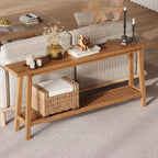 Table d'entrée en bois de 71 po avec rangement, table console étroite de style rustique à 2 niveaux, pour salon, couloir, entrée, derrière le canapé, assemblage facile