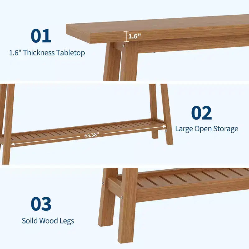 Table d'entrée en bois de 71 po avec rangement, table console étroite de style rustique à 2 niveaux, pour salon, couloir, entrée, derrière le canapé, assemblage facile