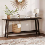 Table d'entrée en bois de 71 po avec rangement, table console étroite de style rustique à 2 niveaux, pour salon, couloir, entrée, derrière le canapé, assemblage facile