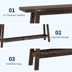 Table d'entrée en bois de 71 po avec rangement, table console étroite de style rustique à 2 niveaux, pour salon, couloir, entrée, derrière le canapé, assemblage facile