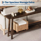 Table d'entrée en bois de 71 po avec rangement, table console étroite de style rustique à 2 niveaux, pour salon, couloir, entrée, derrière le canapé, assemblage facile