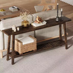 Table d'entrée en bois de 71 po avec rangement, table console étroite de style rustique à 2 niveaux, pour salon, couloir, entrée, derrière le canapé, assemblage facile