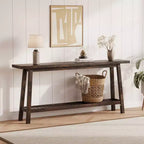 71 Wood Entryway Table with Storage, Farmhouse 2-Tier Narrow Console Table, for Living Room, Hallway, Entrance, Behind The Couch, Easy Assembly