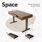 Bureau électrique de 122 cm avec tiroirs, bureau debout réglable en hauteur avec rangement, poste de travail informatique en noyer noir pour bureau à domicile
