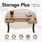 Bureau électrique de 122 cm avec tiroirs, bureau debout réglable en hauteur avec rangement, poste de travail informatique en noyer noir pour bureau à domicile