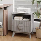 Table de chevet cannelée moderne, Table de chevet en bois avec tiroirs et étagère de rangement pour salon chambre à coucher