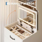 Coiffeuse 3 en 1 avec miroir rabattable et lumières, ensemble de coiffeuse compact avec tabouret de rangement caché, petite coiffeuse pour chambre à coucher, noir