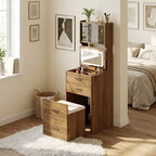 Coiffeuse 3 en 1 avec miroir rabattable et lumières, ensemble de coiffeuse compact avec tabouret de rangement caché, petite coiffeuse pour chambre à coucher, noir