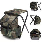 Portable Foldable Backpack Chair for Mountaineering & Fishing, 100kg Max Load Oxford Fabric Stool for Camping, Hiking & Travel
