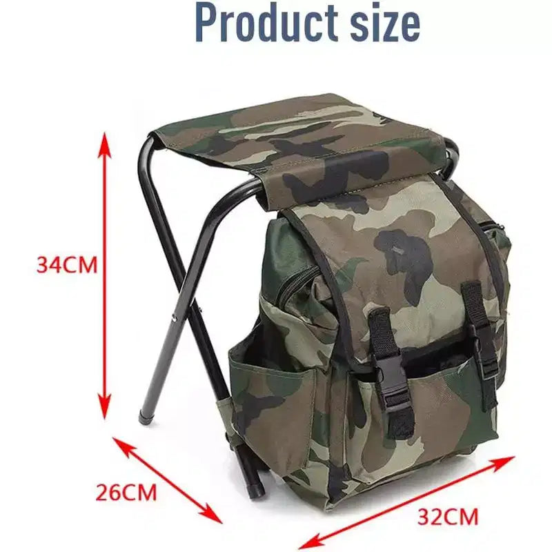 Chaise sac à dos pliable portable pour l'alpinisme et la pêche, tabouret en tissu Oxford charge max 100 kg pour le camping, la randonnée et les voyages
