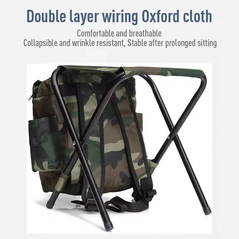 Chaise sac à dos pliable portable pour l'alpinisme et la pêche, tabouret en tissu Oxford charge max 100 kg pour le camping, la randonnée et les voyages