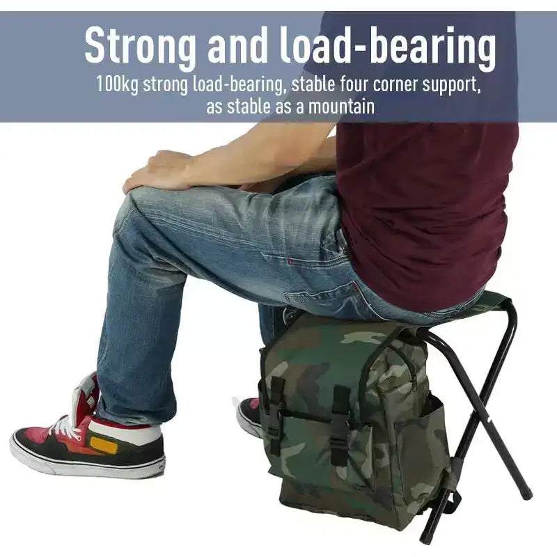 Chaise sac à dos pliable portable pour l'alpinisme et la pêche, tabouret en tissu Oxford charge max 100 kg pour le camping, la randonnée et les voyages