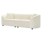 Canapé contemporain courbé de 87 pouces en blanc cassé, assise moelleuse, pour intérieurs élégants