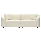 Canapé contemporain courbé de 87 pouces en blanc cassé, assise moelleuse, pour intérieurs élégants