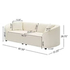 Canapé contemporain courbé de 87 pouces en blanc cassé, assise moelleuse, pour intérieurs élégants