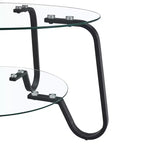 Table basse rétro minimaliste à cadre métallique avec double plateau en verre trempé, dimensions 80 x 80 x 45 cm