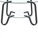 Table basse rétro minimaliste à cadre métallique avec double plateau en verre trempé, dimensions 80 x 80 x 45 cm