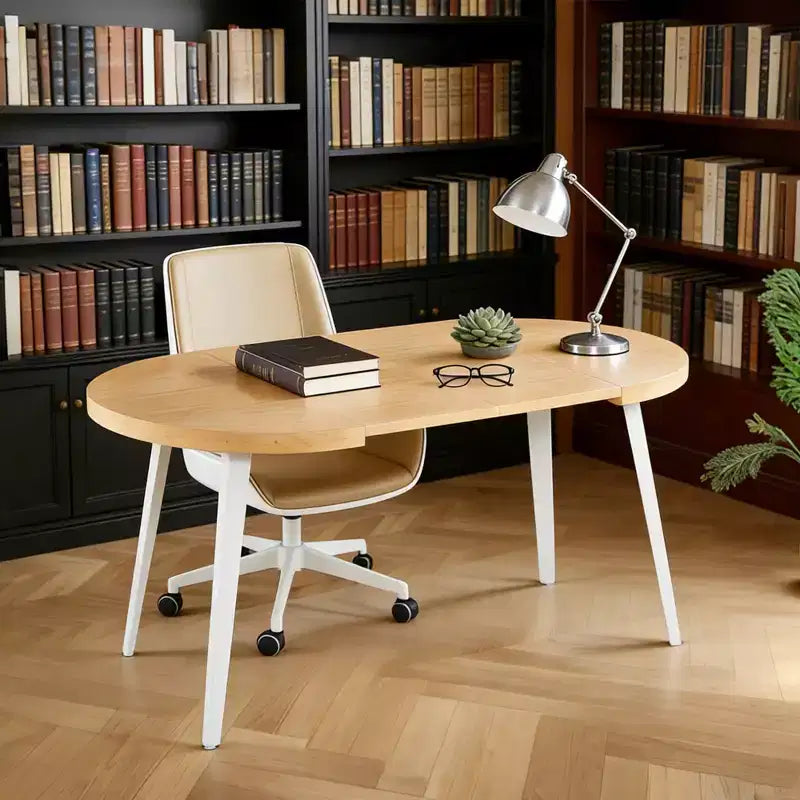 Table de salle à manger extensible avec pieds en métal et plateau en MDF, 100/140/180x100x75cm, finition chêne, pour usages multiples