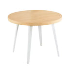 Table de salle à manger extensible avec pieds en métal et plateau en MDF, 100/140/180x100x75cm, finition chêne, pour usages multiples