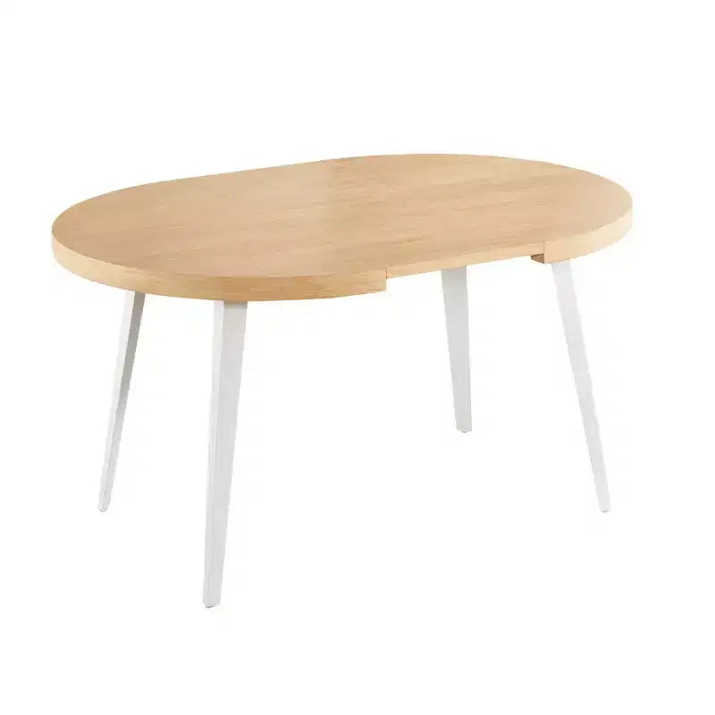 Table de salle à manger extensible avec pieds en métal et plateau en MDF, 100/140/180x100x75cm, finition chêne, pour usages multiples