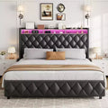 Soft Upholstered Platform Bed Frame with 4 Storage Drawers - Tall Headboard - Noise-Free - Easy Assembly - No Box Early Season Needed
