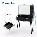Coiffeuse de maquillage à LED de 31,5 pouces avec miroir et 2 tiroirs pour le rangement et l'organisation de la chambre