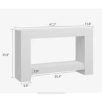 Console de ferme avec base solide, table de canapé à 2 niveaux de 119 cm pour entrée ou salon, table d'appoint rustique en grain de bois - Blanc