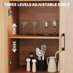 Armoire de rangement arquée haute de 71 po avec étagères ouvertes et portes, bibliothèque moderne à 5 niveaux pour salle à manger, cuisine ou salon - Marron