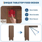 Table à manger pliante pour 4, table de cuisine rustique avec tiroir, étagère de rangement à 2 niveaux et 6 roulettes pour petits espaces
