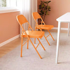 Lot de 8 chaises pliantes tout acier avec dossier, chaises pliantes en métal robustes, capacité de 159 kg, convient pour l'intérieur et l'extérieur