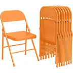 Lot de 8 chaises pliantes tout acier avec dossier, chaises pliantes en métal robustes, capacité de 159 kg, convient pour l'intérieur et l'extérieur